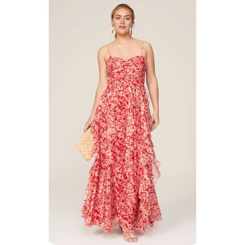 Badgley Mischka Red Floral Maxi Size 10